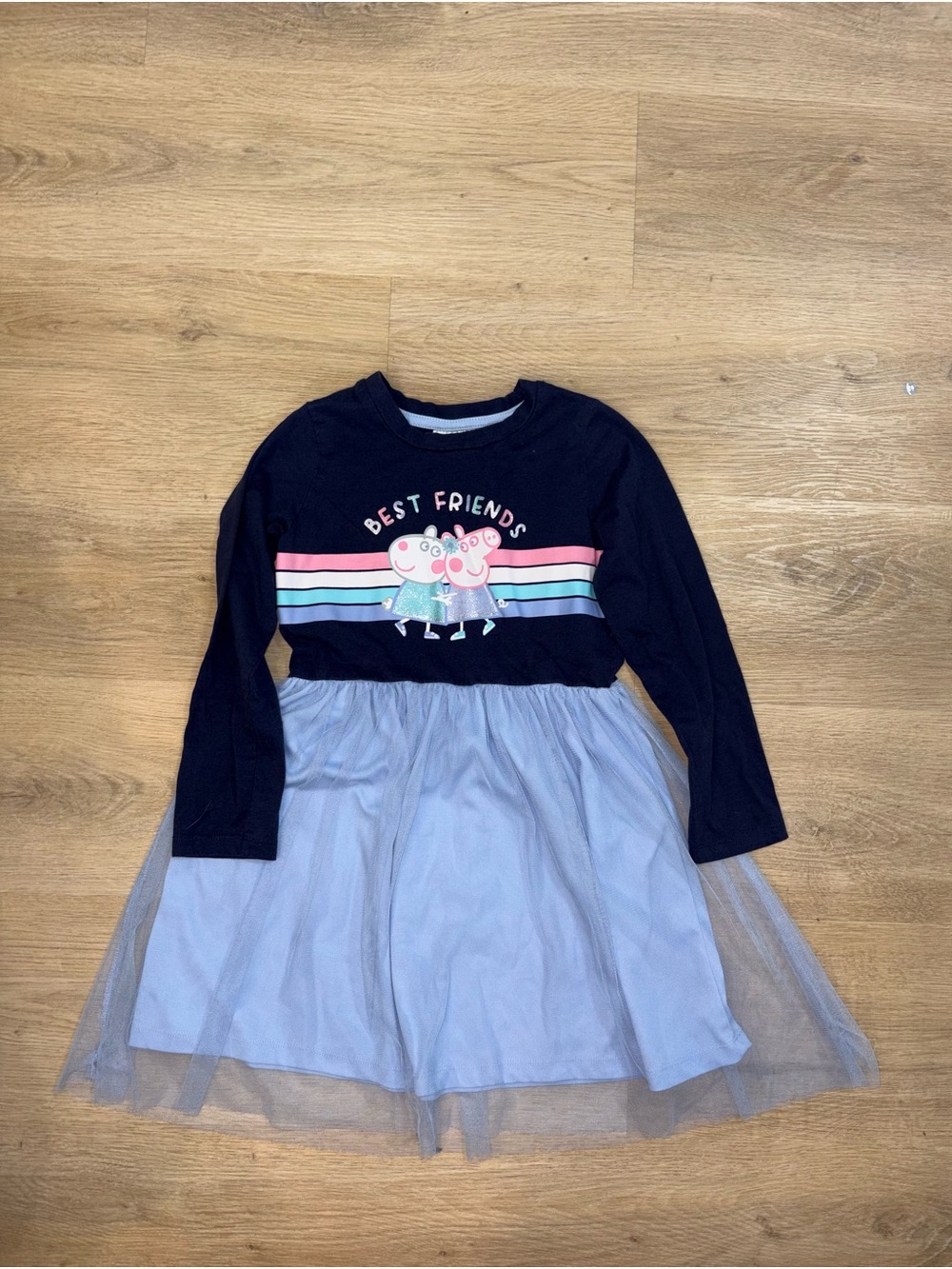 Peppa Pig Girls Navy Blue and Light Blue 'Best Friends' Tulle Dress